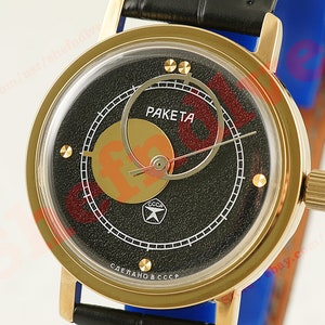 Raketa Männergeschenk Cal. 2609 Moon & Earth Copernicus Russische UDSSR Vintage Space Style Uhr