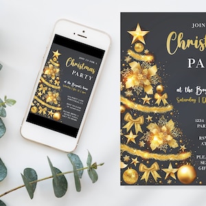 Editable Christmas Party Invitation, Christmas Party Invitation, Party Announcement, Printable Template, Christmas Invitation Download