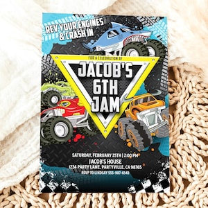 Monster Truck Birthday Invitation, Monster Jam Party (Digital or Printed) image 4
