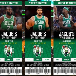 Boston Celtics Themed Ticket Invitation, Boston Celtics Invite, Celtics ...