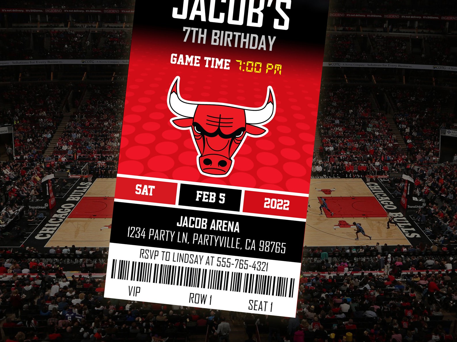 Chicago Bulls Themed Ticket Invitation Bulls Ticket Invite Etsy