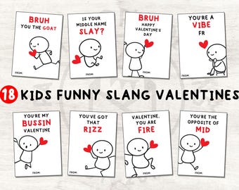 Funny Slang Valentine's Cards, Printable Classroom Valentines (PDF)