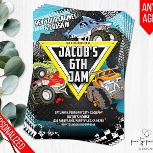 Monster Truck Birthday Invitation, Monster Jam Party (Digital or Printed) image 1