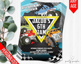 Invitación de cumpleaños de Monster Truck, Fiesta Monster Jam (Digital o Impresa)
