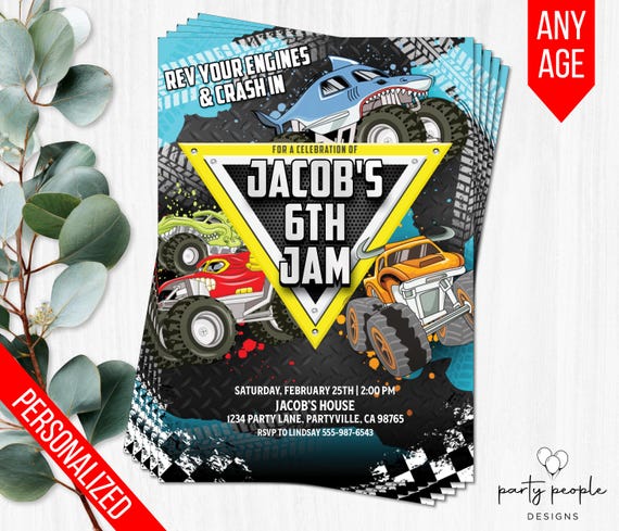 Monster Truck Birthday Invitation, Monster Jam Party (Digital or Printed)