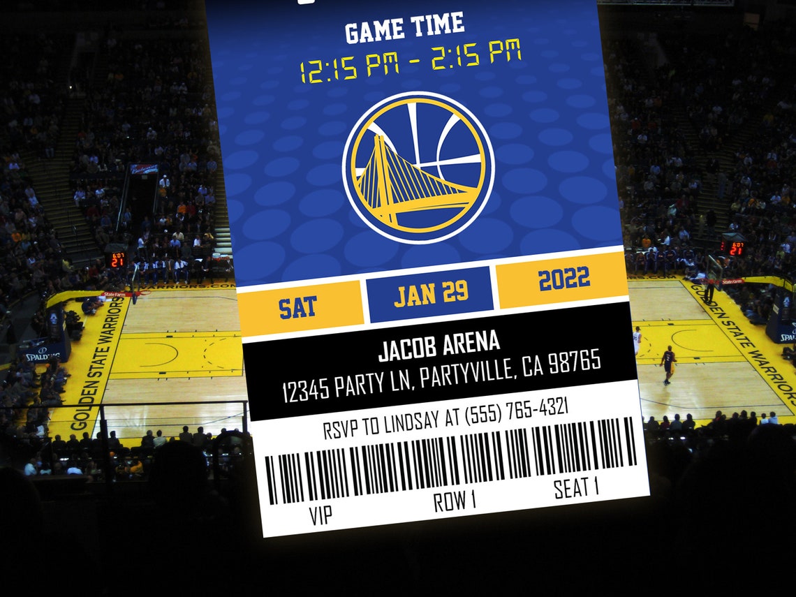 Golden State Warriors Themed Ticket Invitation Warriors Etsy