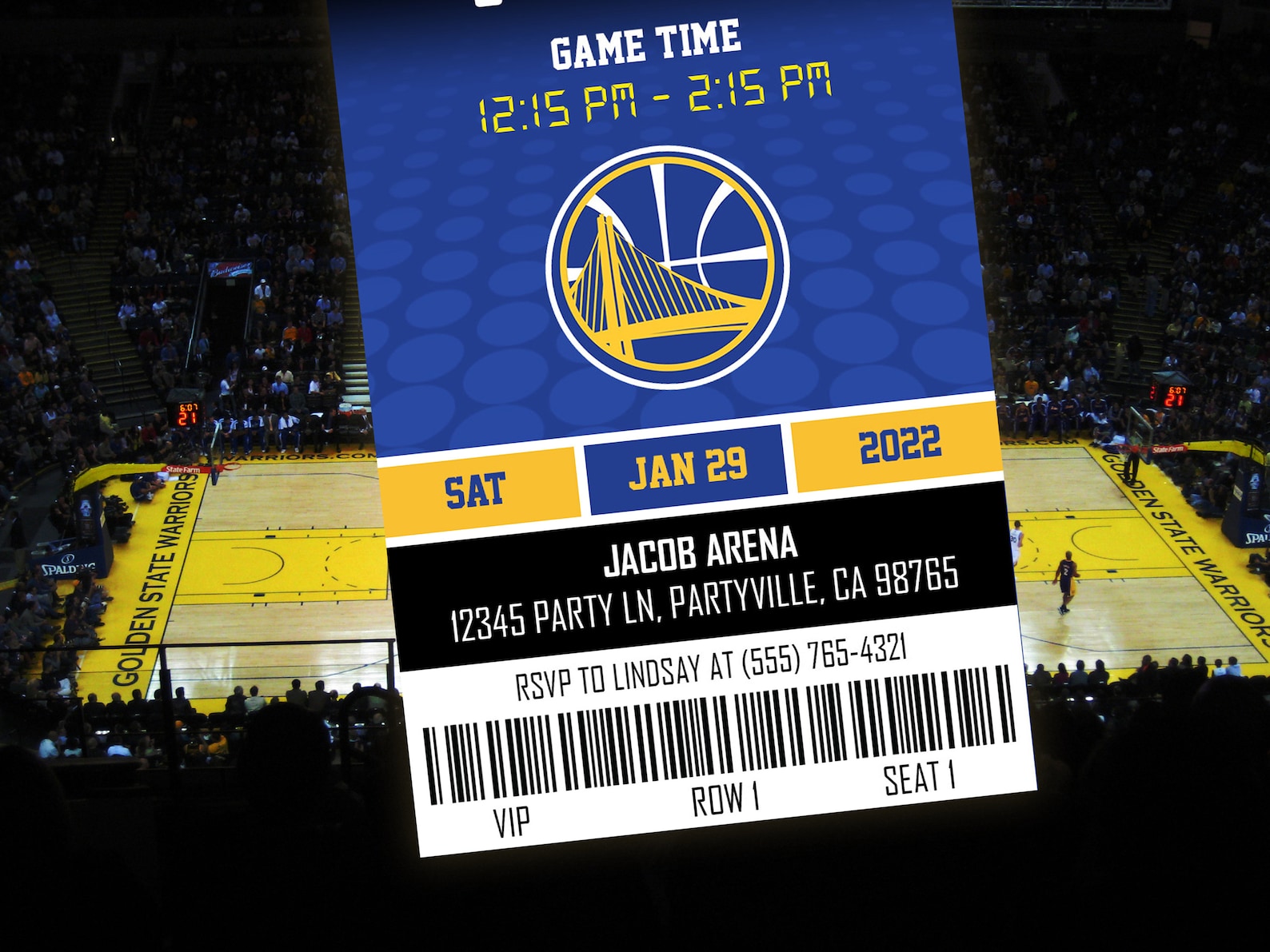 Golden State Warriors Themed Ticket Invitation Warriors Etsy