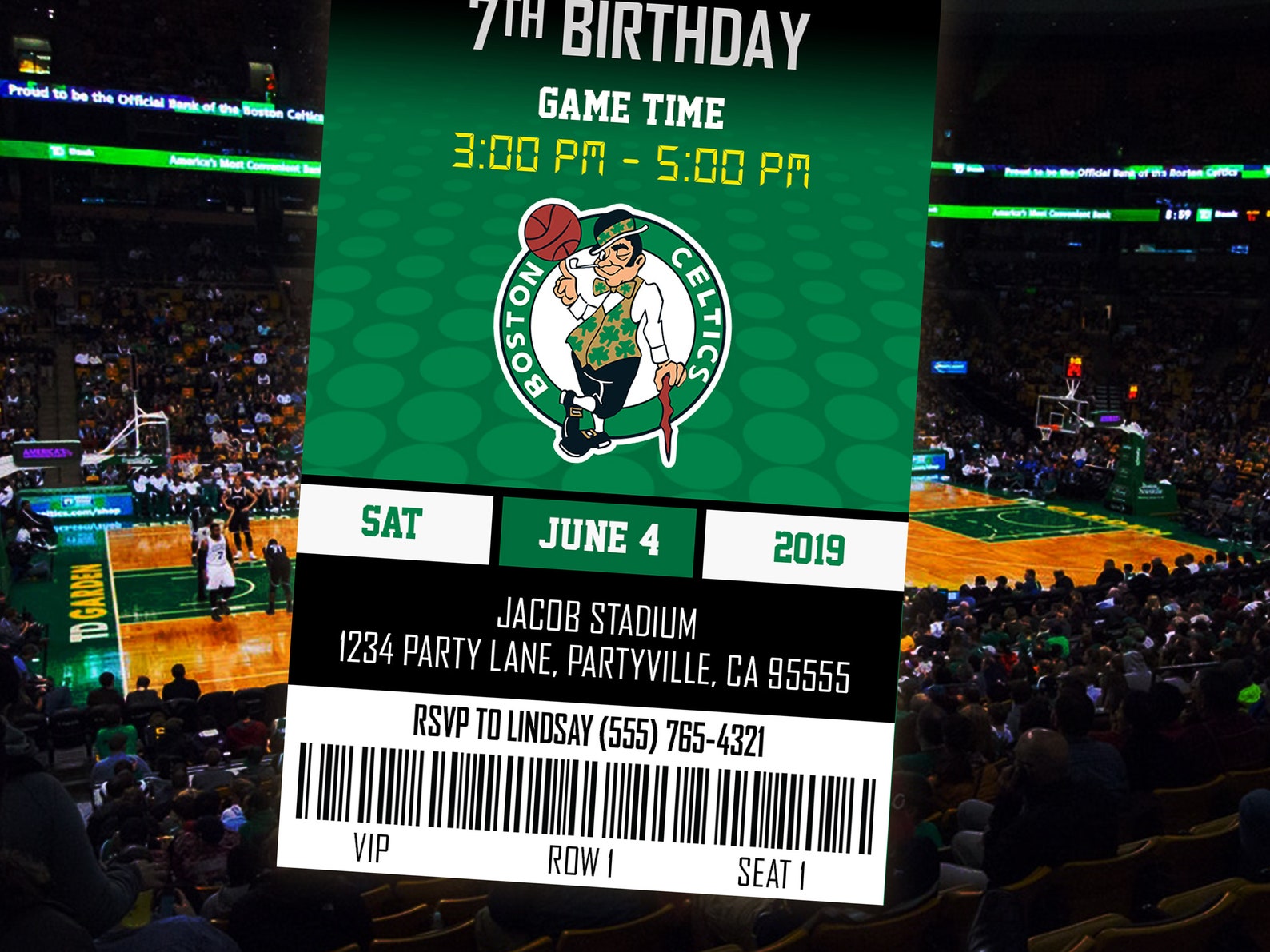 Boston Celtics Themed Ticket Invitation Boston Celtics Etsy