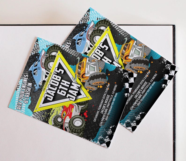 Monster Truck Birthday Invitation, Monster Jam Party (Digital or Printed) image 2