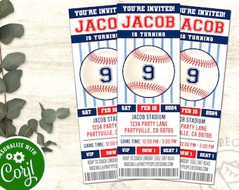 Editable Basbeball Ticket Invitation, All Star Invite, Electronic Sports Birthday, Printable Game Invite