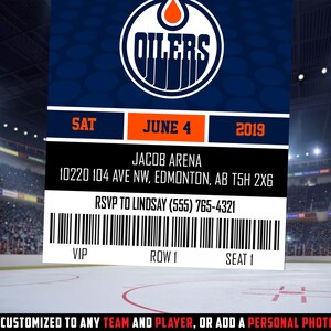 Hockey Ticket Invitation, NHL Invite, Sports Themed Ticket Invite, NHL Theme, Printable Party ...
