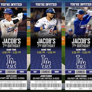 Los Angeles Dodgers Themed Ticket Invitation, Dodgers Ticket Invite, LA Dodgers Theme Party, Digital Download, Printed Party Invite