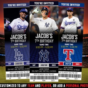 Baseball Ticket Invitation, Home Run Invite, Sports Themed Ticket Invite, MLB Theme, Ticket Style, Major League Baseball Invite, Printable