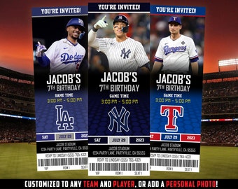 Baseball Ticket Invitation, Home Run Invite, Sports Themed Ticket Invite, MLB Theme, Ticket Style, Major League Baseball Invite, Printable