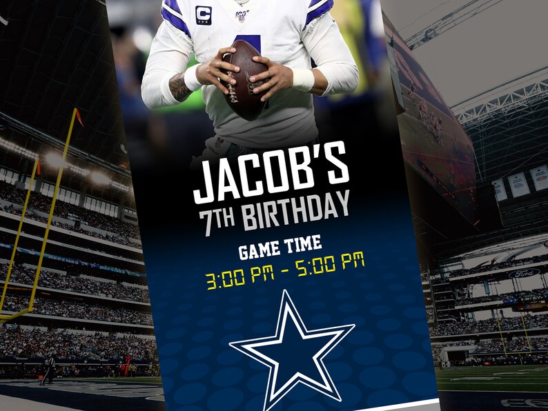 Dallas Cowboys Themed Ticket Invitation Cowboys Ticket Etsy