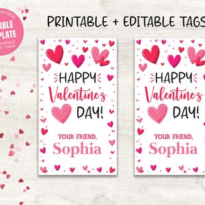 Herzen Valentinstag Tags, bearbeitbare Herzen Tags, Valentinstag Klassenzimmer, Herzen Schule Tag, Valentinstag Geschenkanhänger
