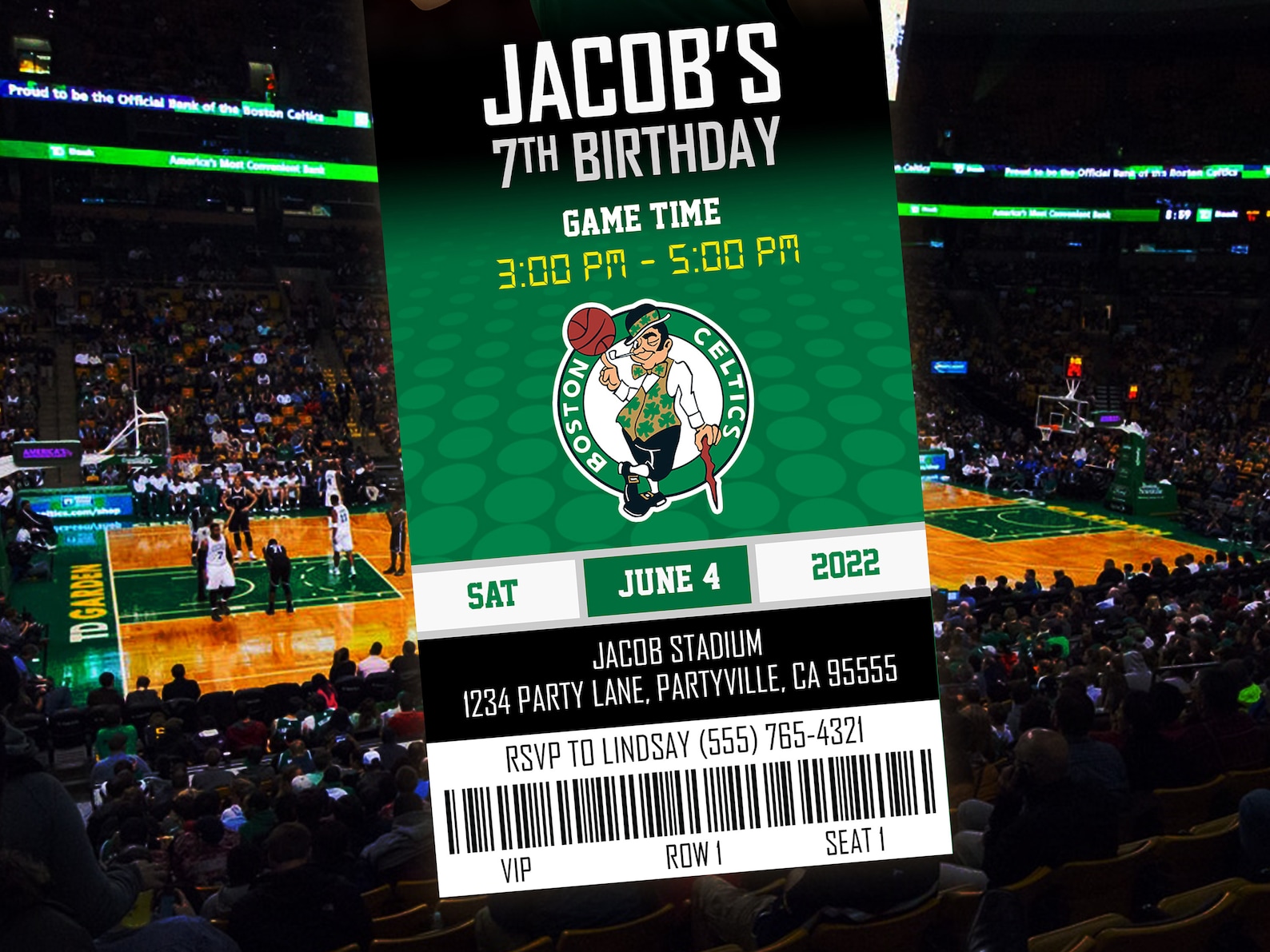 Boston Celtics Themed Ticket Invitation Boston Celtics Etsy