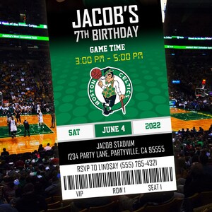 Boston Celtics Themed Ticket Invitation, Boston Celtics Invite, Celtics ...