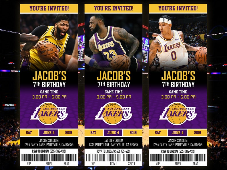 Los Angeles Lakers Themed Ticket Invitation Lakers Ticket Etsy