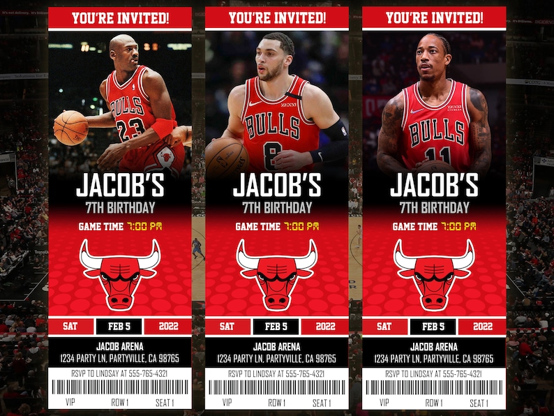 Chicago Bulls Themed Ticket Invitation Bulls Ticket Invite Etsy