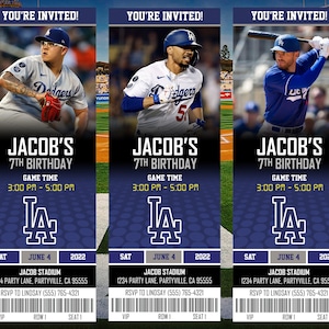 Los Angeles Dodgers Themed Ticket Invitation, Dodgers Ticket Invite, LA Dodgers Theme Party, Digital Download, Printed Party Invite
