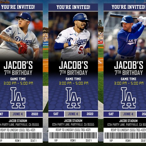 Los Angeles Dodgers Themed Ticket Invitation Dodgers Ticket Etsy