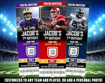 Football Ticket Invitation, Sports Team Party Invite (Digital or Printed)