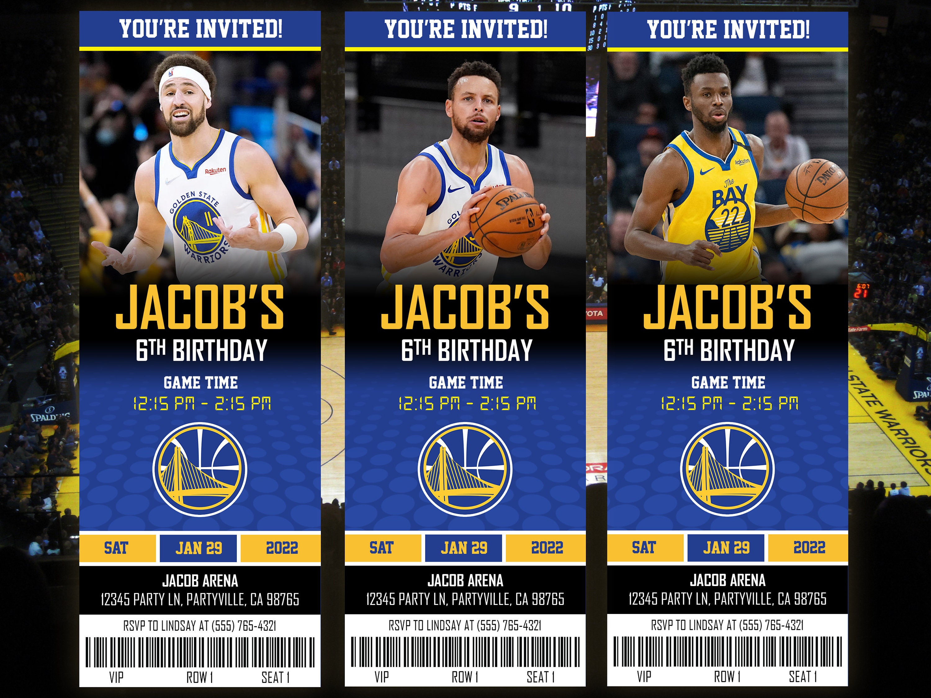 Golden State Warriors Themed Ticket Invitation Warriors Etsy