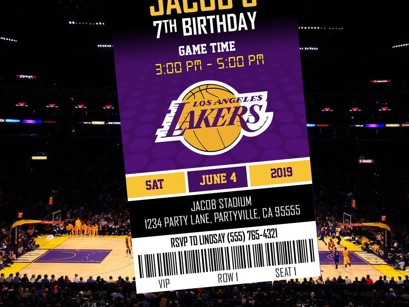 Los Angeles Lakers Themed Ticket Invitation Lakers Ticket Etsy