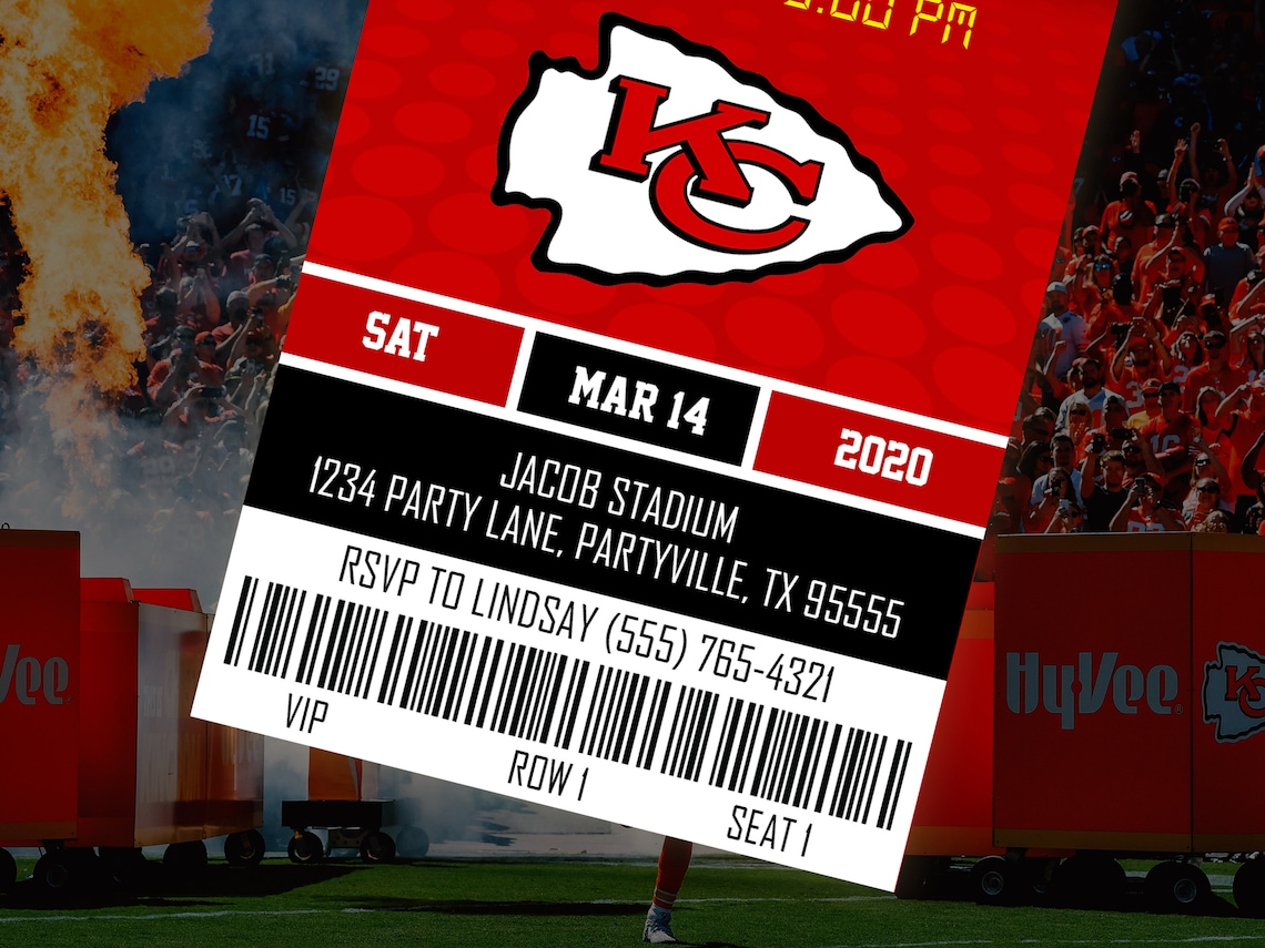 Kansas City Chiefs Themed Ticket Invitation Chiefs Ticket Etsy