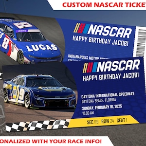 Mock NASCAR Tickets, Racing Tickets, Surprise NASCAR Ticket, Gift Ticket, Custom Race Tickets