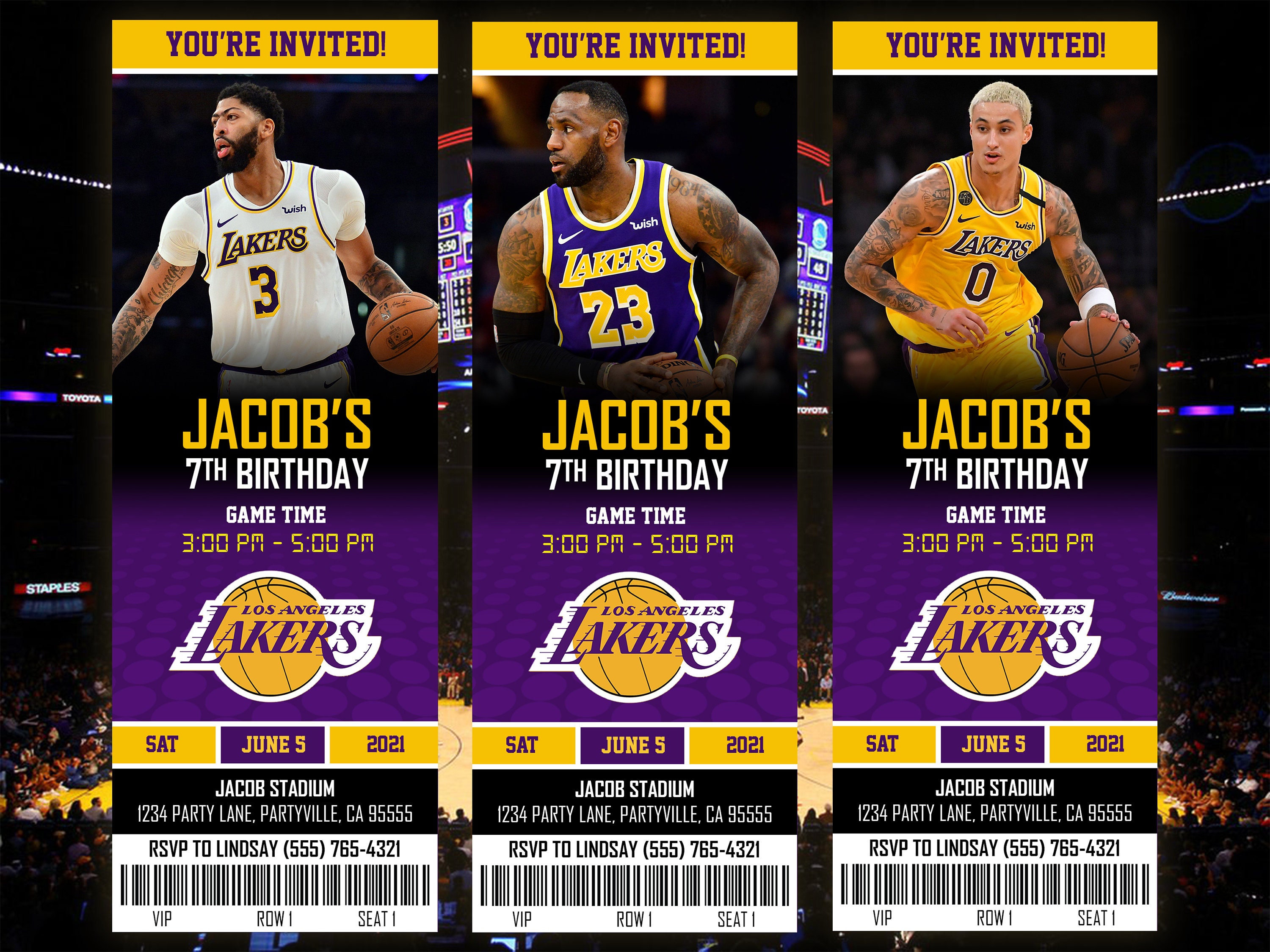 Los Angeles Lakers Themed Ticket Invitation Lakers Ticket Etsy