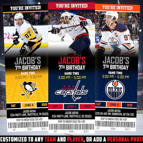 Hockey Ticket Invitation NHL Invite Sports Themed Ticket Etsy