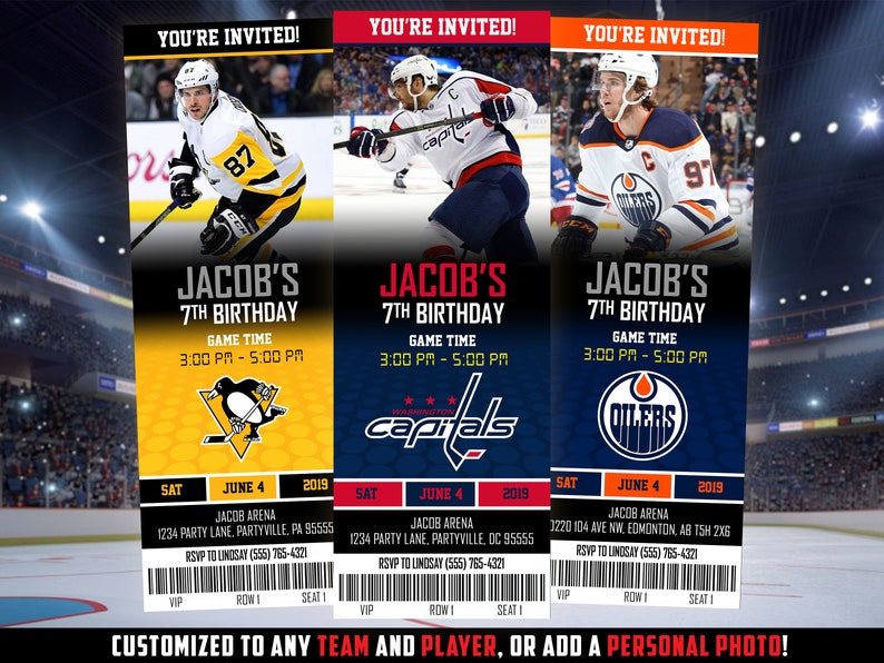 Hockey Ticket Invitation NHL Invite Sports Themed Ticket Etsy