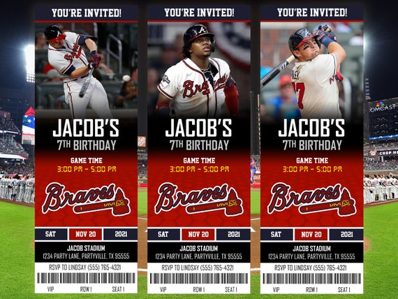 Atlanta Braves Themed Ticket Invitation Braves Ticket Invite 