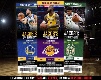 Basketball Ticket Invitation, BBall Invite, Basketball Mock Ticket, Sports Themed Ticket Invite, NBA Theme, Printable Party Invitation
