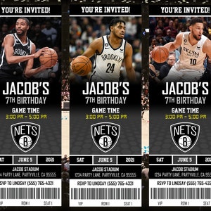 Brooklyn Nets Themed Ticket Invitation, Nets Ticket Invite, Nets Theme Party, Brooklyn Party, Digital Download, Printed Party Invite