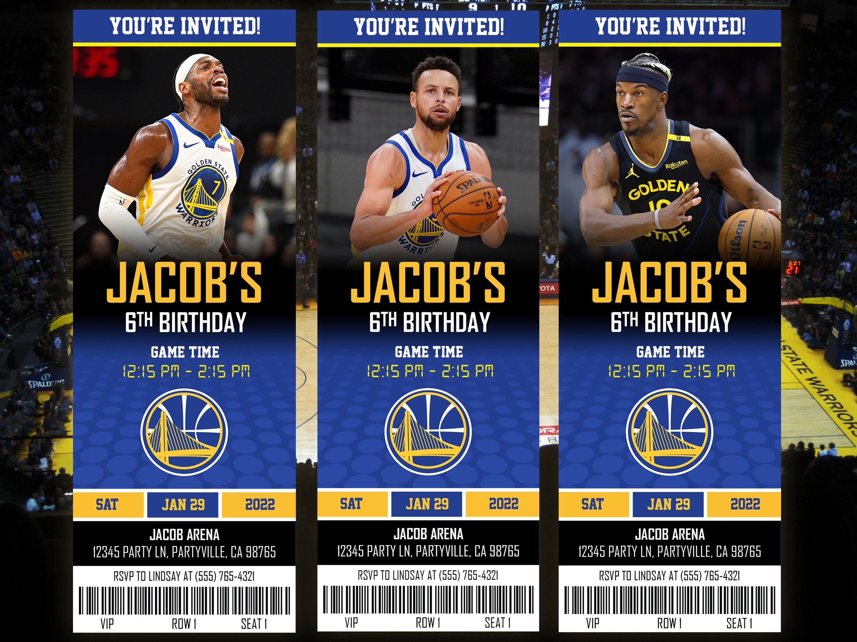 Golden State Warriors Themed Ticket Invitation, Warriors Ticket Invite, Warriors Theme Party, Digital Download, Printed Party Invite