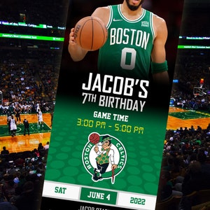 Boston Celtics Themed Ticket Invitation, Boston Celtics Invite, Celtics ...