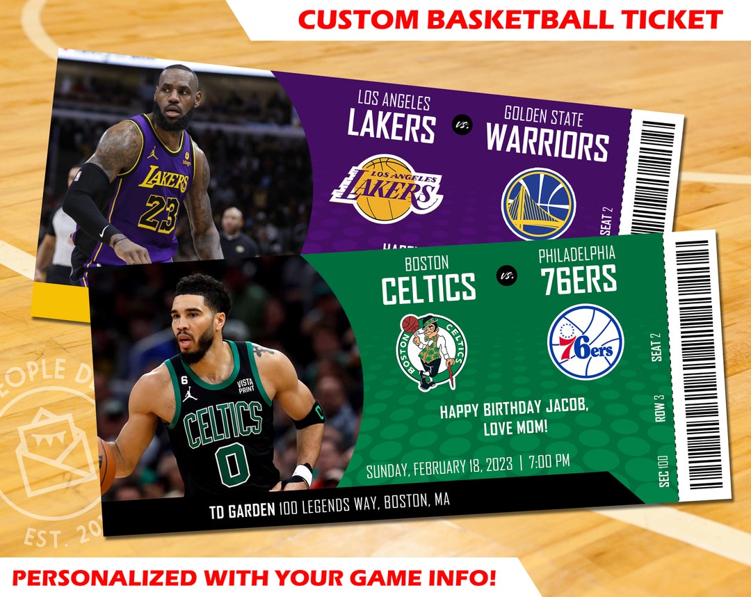 Mock Basketball Tickets, NBA Tickets, Basketball Surprise Ticket, Basketball Gift Ticket, NBA