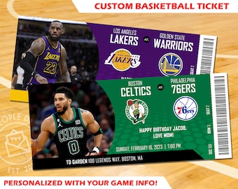 Mock Basketball Tickets, NBA Tickets, Basketball Surprise Ticket, Basketball Gift Ticket, NBA Custom Tickets