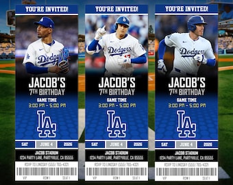 Los Angeles Dodgers Style Ticket Invitation, Dodgers Ticket Invite, LA