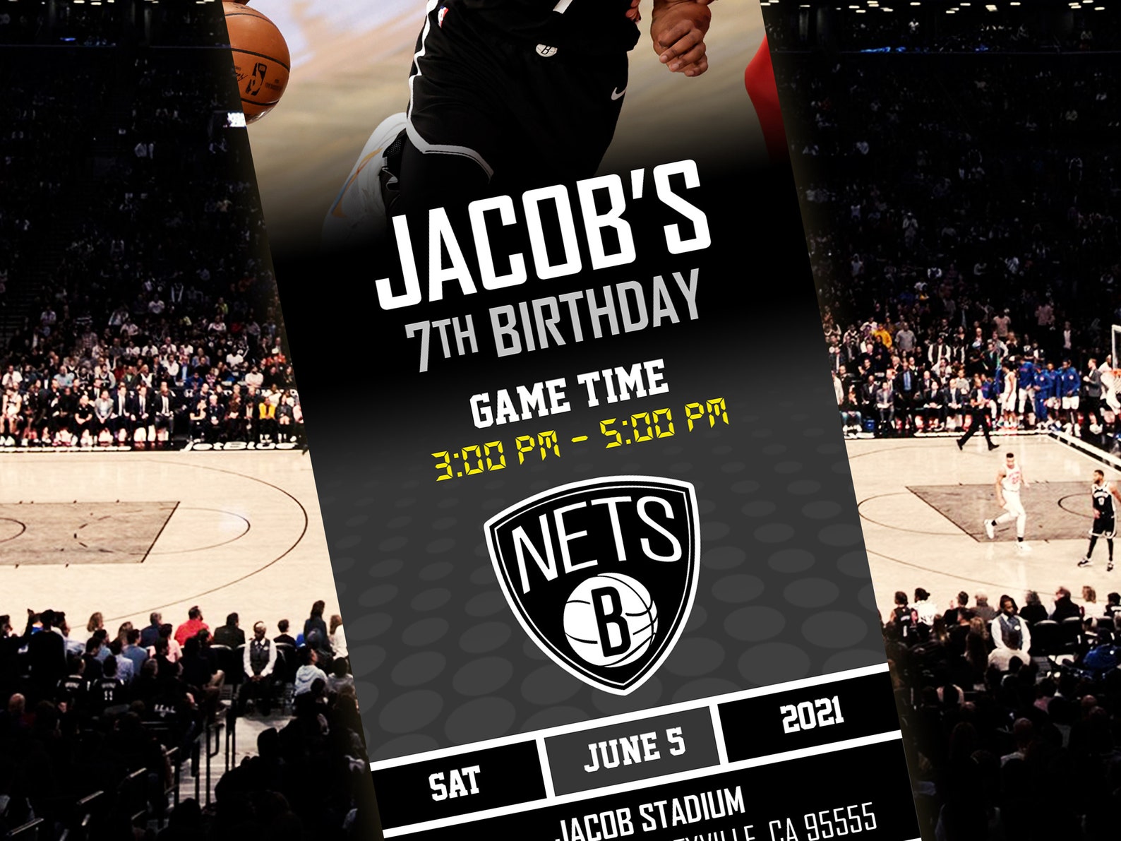 Brooklyn Nets Themed Ticket Invitation Nets Ticket Invite Etsy