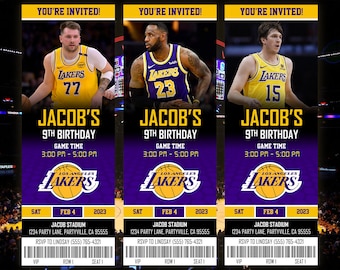Los Angeles Lakers Themed Ticket Invitation, Lakers Ticket Invite, Laker Theme Party, LA Birthday, Digital Download, Printed Party Invite
