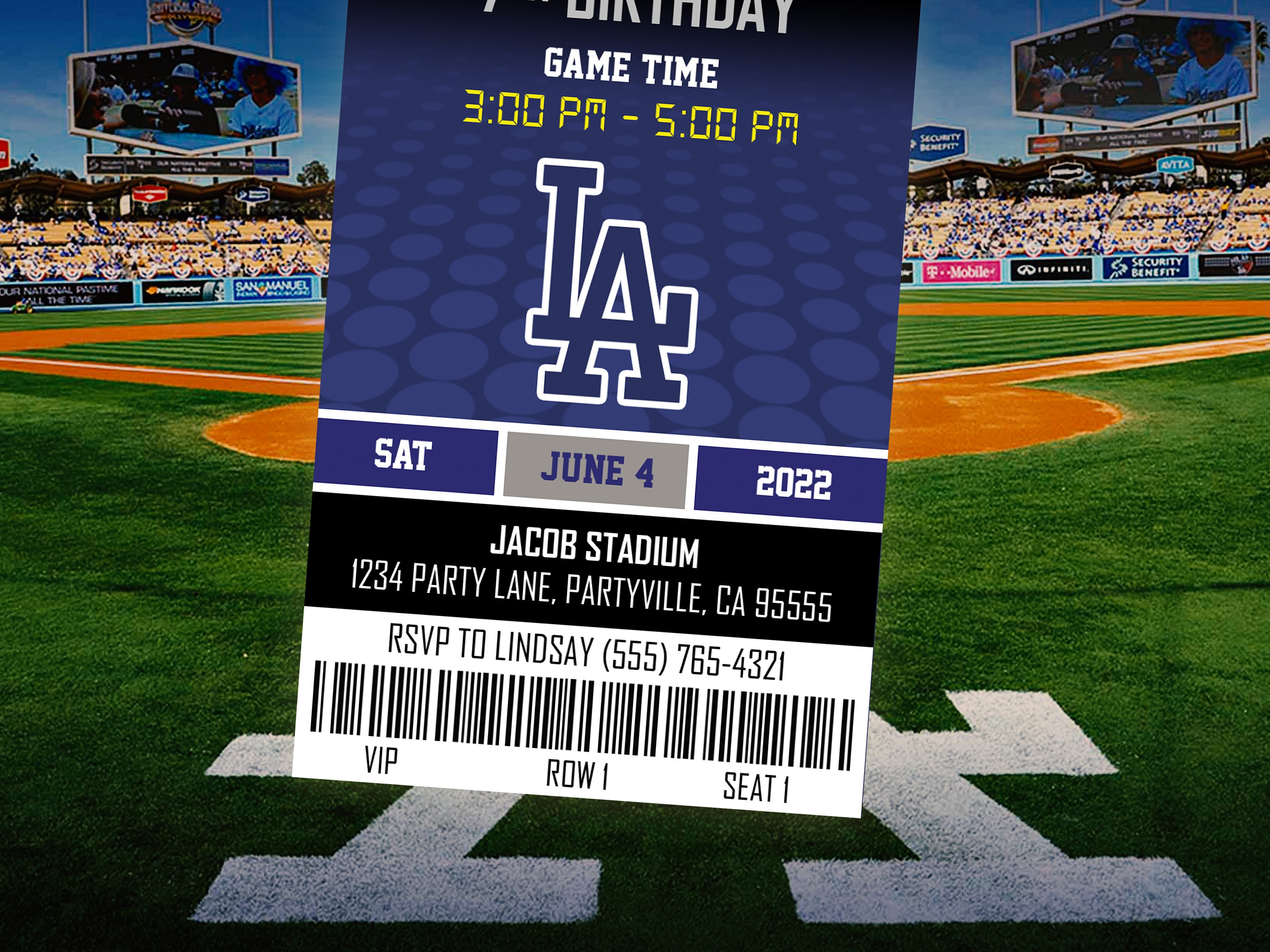 Los Angeles Dodgers Themed Ticket Invitation Dodgers Ticket Etsy