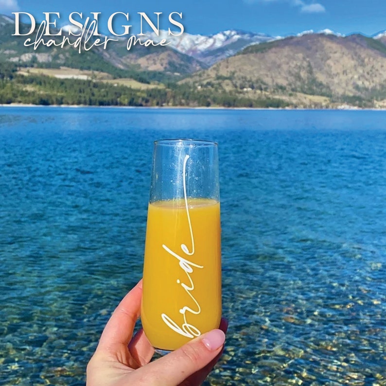 Bride & Names Stemless Champagne Flute Bachelorette Party Etsy