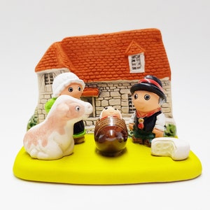 Pack of 2-Auvergnat Nativity Scene - Handmade in Clay - 1 block - 3.4&quot;X2.4&quot;X3.4&quot; high, France, Haute-Loire,Allier, Puy-de-Dôme,Cantal
