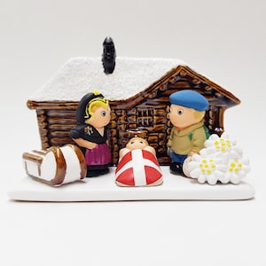 Swiss Nativity Scene - Handmade in Clay - 1 block - 3.4&quot;X2.4&quot;X3.4&quot; high, Switzerland, Zurich, Alps, Swiss Sled