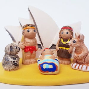 Pack of 2-Australian II Nativity Scene - Handmade in Clay - 1 block - 3.3&quot;X2.2&quot;X2.2&quot; high, Sydney Opera House, Sydney, Koala, Kangaroo