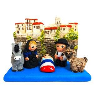 Belén corso - Hecho a mano en arcilla - 1 bloque - 8,4 cm x 5,6 cm x 5,6 cm de alto, Francia, Córcega, Ajaccio, Napoleón Bonaparte, cabra, burro